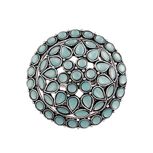 I Jewels FL1208 Fingerring für Damen, 18 Karat Silber, oxidiert, indisch, Hochzeit, Bollywood, Kundan, Meenakari, verstellbarer Fingerring für Damen, Legierung, Metall, Silber, Messing I Jewels FL1208 Fingerring für Damen, 18 Karat Silber, oxidiert, indisch, Hochzeit, Bollywood, Kundan, Meenakari, verstellbarer Fingerring für Damen, Legierung, Metall, Silber, Messing von I Jewels