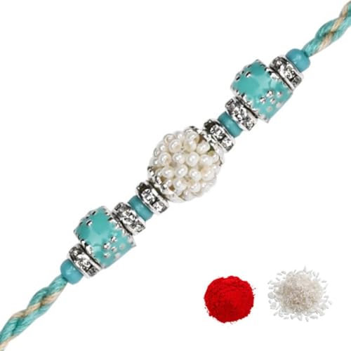 I Jewels Fancy Rakhi mit Roli Chawal & Rakshabandhan Karte für Baby Jungen/Bruder/Bhai (R253Sb), freie Größe, ohne Edelstein von I Jewels