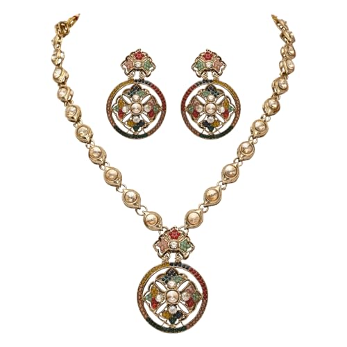 I Jewels IJ392Mull Schmuck-Set für Damen, vergoldet, traditionelles Kundan-Stein, Halskette und Ohrringe I Jewels IJ392Mull Schmuck-Set für Damen, vergoldet, traditionelles Kundan-Stein, Halskette und Ohrringe von I Jewels