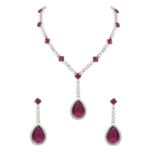 I Jewels IJ393 Set aus Halskette und Ohrringen, versilbert, Kristall, Tropfenform, Free Size, Kein edelstein von I Jewels