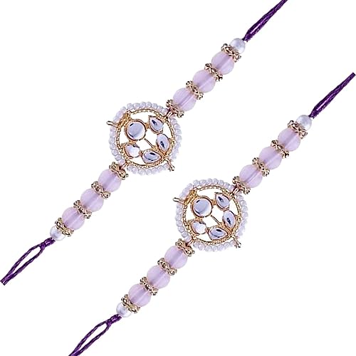 I Jewels Indian Festival Designer Kundan Pearl Combo Set mit 2 Rakhi für Bruder/Männer/Bhaiya/Bro/Bhai, Stein von I Jewels