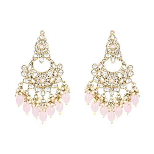 I Jewels Indische Bollywood vergoldete Kundan-Perle, Chandbali-Ohrringe (E3156), Perlen-Metall, Kein Edelstein von I Jewels
