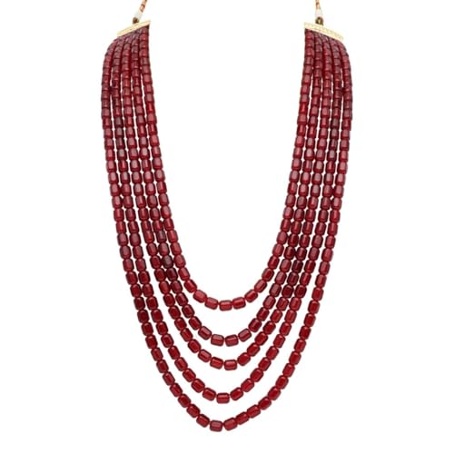 I Jewels Indische Hochzeit Bollywood 5-lagige vergoldete Dulha Moti Mala lange Bräutigam-Halskette/Mala für Herren (Grün-1), Free Size, Messinglegierung mit Goldbeschichtung, Kein Edelstein von I Jewels