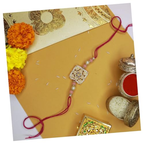 I Jewels Indisches Festival-Designer-Armband mit Perlen besetztes Rakhi-Armband für Herren/Bruder/Bhaiya für Rakshabhandan, Free Size, Stein, Perle von I Jewels