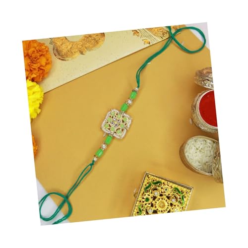 I Jewels Indisches Festival-Designer-Armband mit Perlen besetztes Rakhi-Armband für Herren/Bruder/Bhaiya für Rakshabhandan, Free Size, Stein von I Jewels