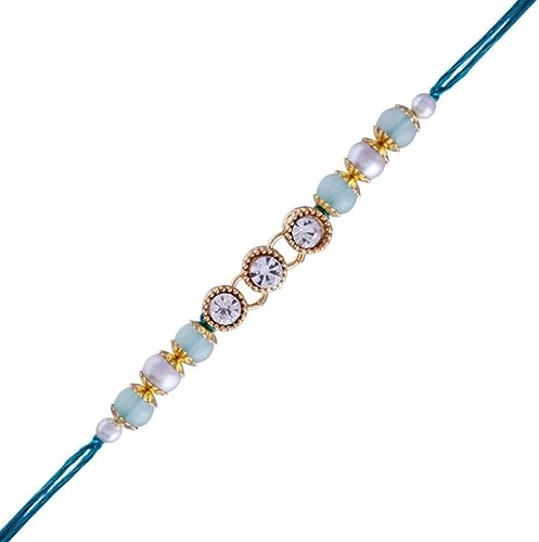 I Jewels Indisches Festival-Designer-Armband mit Perlen besetztes Rakhi-Armband für Herren/Bruder/Bhaiya für Rakshabhandan, Stein I Jewels Indisches Festival-Designer-Armband mit Perlen besetztes Rakhi-Armband für Herren/Bruder/Bhaiya für Rakshabhandan, Stein von I Jewels