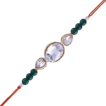 I Jewels Indisches Festival-Designer-Armband mit Perlen besetztes Rakhi-Armband für Herren/Bruder/Bhaiya für Rakshabhandan, Stein I Jewels Indisches Festival-Designer-Armband mit Perlen besetztes Rakhi-Armband für Herren/Bruder/Bhaiya für Rakshabhandan, Stein von I Jewels