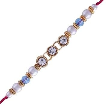 I Jewels Indisches Festival-Designer-Armband mit Perlen besetztes Rakhi-Armband für Herren/Bruder/Bhaiya für Rakshabhandan, Stein I Jewels Indisches Festival-Designer-Armband mit Perlen besetztes Rakhi-Armband für Herren/Bruder/Bhaiya für Rakshabhandan, Stein von I Jewels