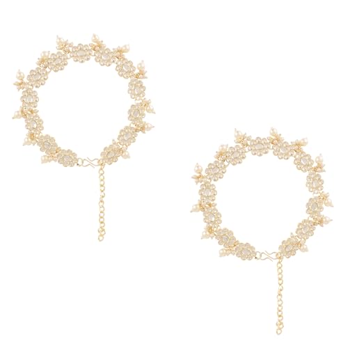 I Jewels Indisches vergoldetes Bollywood-Fußkettchen, Kundan-Perle, Payal-Fußkettchen (A064W), FS, Stein von I Jewels