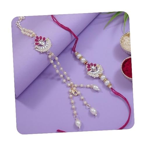 I Jewels Kundan Pearl Bhaiya Bhabhi Lumba Rakhi mit Roli Chawal und Rakshabandhan Karte, FS, Metall, Kein Edelstein I Jewels Kundan Pearl Bhaiya Bhabhi Lumba Rakhi mit Roli Chawal und Rakshabandhan Karte, FS, Metall, Kein Edelstein von I Jewels