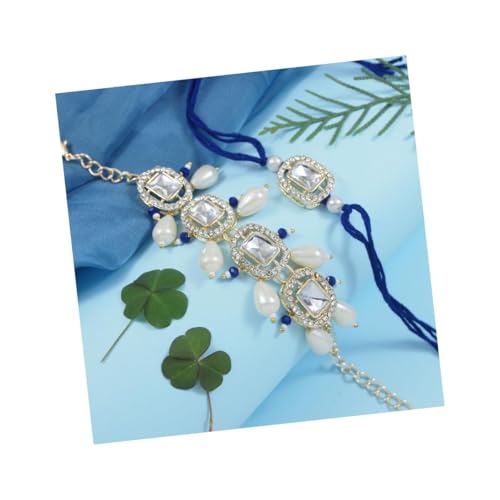 I Jewels Kundan & Pearl Bhaiya Bhabhi Lumba Rakhi Armband-Set mit Roli Chawal und Rakshabandhan Karte, FS, Metall, Kein Edelstein von I Jewels