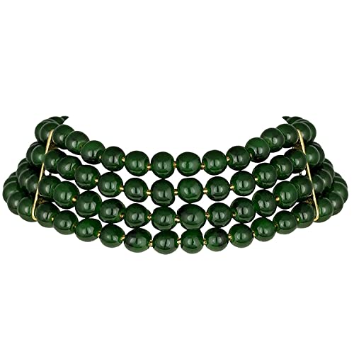 I Jewels Moti Choker-Halskette für Damen und Mädchen, 18 Karat vergoldet, weiße Perlen (N286G) von I Jewels