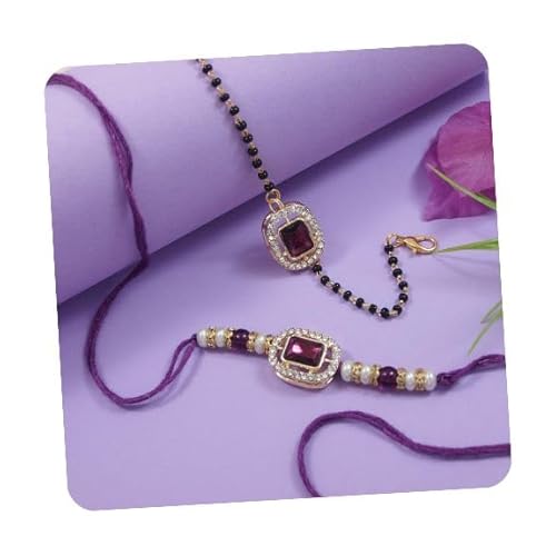 I Jewels Pearl Bhaiya Bhabhi Lumba Rakhi & Mangalsutra Armband mit Roli Chawal & Rakshabandhan Karte, FS, Metall, Kein Edelstein von I Jewels