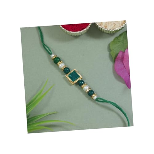 I Jewels Perlenperlen Bhaiya Rakhi mit Roli Chawal & Rakshabandhan Karte für Bruder/Bro/Bhai/Männer (R178G) von I Jewels