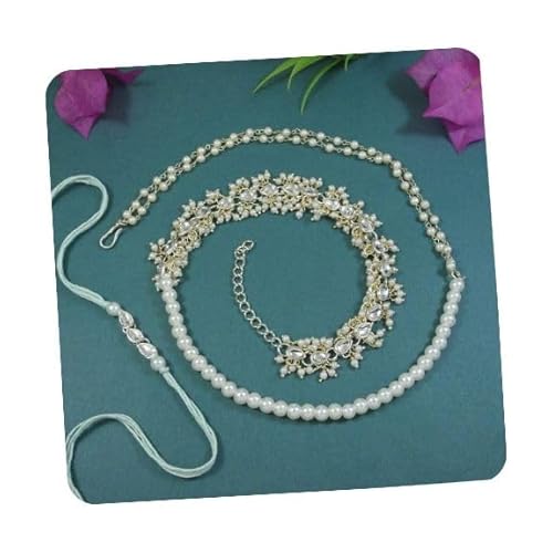 I Jewels R162W-Co Herren Designer Kundan Perle zum Aufhängen Bhaiya Bhabhi Lumba Rakhi Armband Combo Set mit Roli Chawal & Rakshabandhan Grußkarte von I Jewels