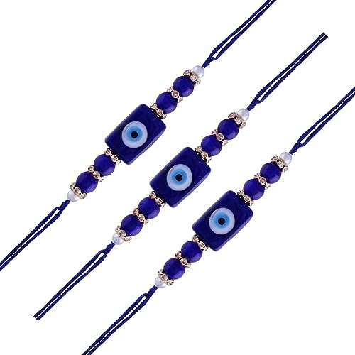 I Jewels Rakhi-Armband für Herren, indisches Festival, mit Perlen, besetzt, für Herren/Bruder/Bhaiya für Rakshabhandan (R077BI-3), 3 Stück von I Jewels
