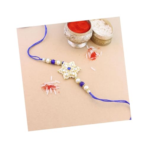 I Jewels RakshaBandhan R116BL Bhaiya Rakhi für Bruder/Bro/Herren, handgefertigt mit Perle und Kundan von I Jewels