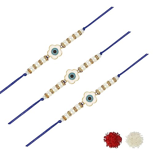 I Jewels Rakshabandhan Emaille-Blumenform, böser Blick, Rakhi-Kombi-Set mit Roli Chawal für Bhaiya/Bruder/Bro/Herren (R125-3) von I Jewels