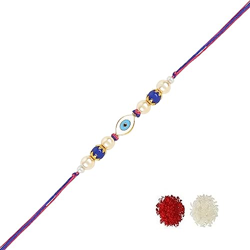 I Jewels Rakshabandhan Emaille Böser Blick Rakhi mit Roli Chawal für Bhaiya/Brother/Bro/Herren (R129) von I Jewels