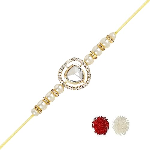 I Jewels Rakshabandhan Special Stones besetztes Rakhi mit Roli Chawal für Bhaiya/Brother/Bro/Men (R123W) von I Jewels