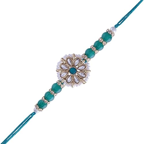I Jewels Rakshabhandan R068G R068G Designer Kundan und Perlen besetztes BlumenRakhi für Bruder/Herren I Jewels Rakshabhandan R068G R068G Designer Kundan und Perlen besetztes BlumenRakhi für Bruder/Herren von I Jewels