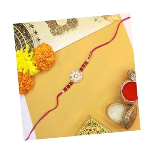 I Jewels Rakshabhandan R068Q Designer Kundan und Perlen besetztes BlumenRakhi für Bruder/Herren von I Jewels