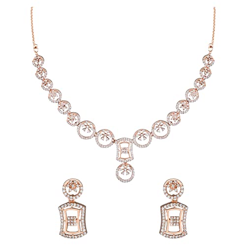 I Jewels Rosévergoldetes Hochzeits-Brautgeschenk, Zirkonia, Schmuck-Set mit Ohrringen für Frauen, Kein edelstein von I Jewels