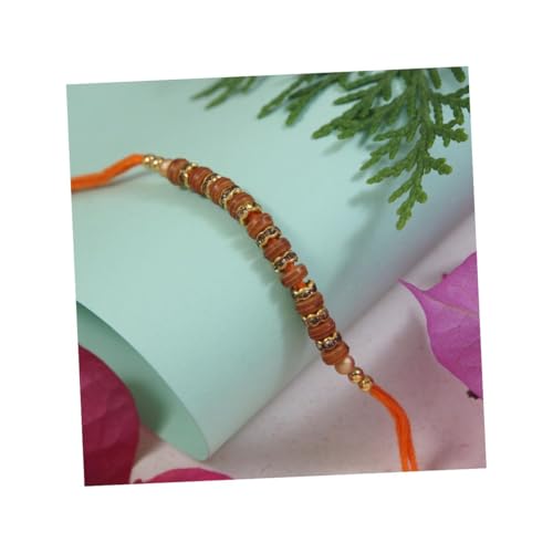 I Jewels Sandelholzperlen Rakhi mit Roli Chawal & Rakshabandhan Karte für Männer/Bruder/Bruder (R227), freie Größe, kein Edelstein von I Jewels