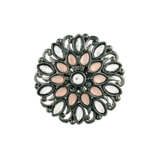 I Jewels Silberfarbener oxidierter indischer Hochzeitsring aus Bollywood, Kundan-Arbeit, Designer, verstellbarer Fingerring für Frauen, Silber, Kein Edelstein I Jewels Silberfarbener oxidierter indischer Hochzeitsring aus Bollywood, Kundan-Arbeit, Designer, verstellbarer Fingerring für Frauen, Silber, Kein Edelstein von I Jewels