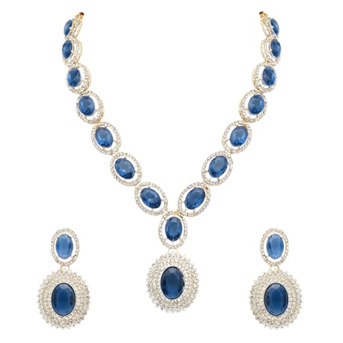 I Jewels Stilvolles Design Kristall Diamant Halskette & Ohrringe Schmuckset für Damen (IJ394MO) von I Jewels