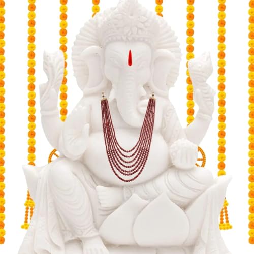 I Jewels Traditionelle Herren-Halskette mit mehrschichtigen langen Perlen Kanthi Moti Mala/Ganpati (Gmlp34M) Kastanienbraun von I Jewels