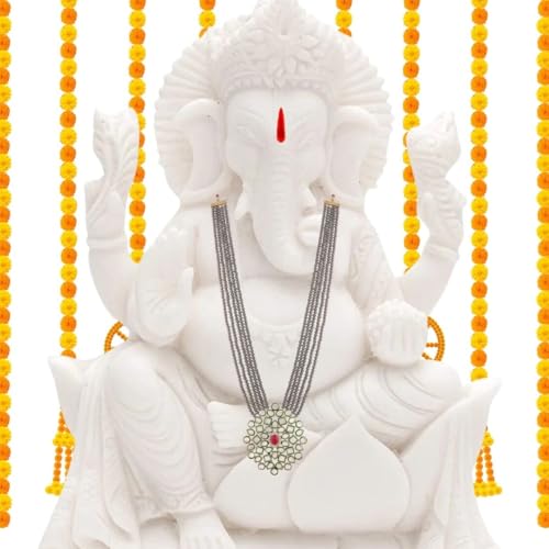 I Jewels Traditionelle mehrschichtige Herren-Halskette mit langen Perlen Kanthi Moti Mala/Ganpati (Gmlp269Gr), Grün von I Jewels