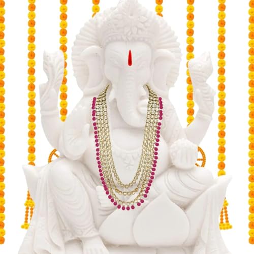 I Jewels Traditionelle mehrschichtige Herren-Halskette mit langen Perlen Kanthi Moti Mala/Ganpati (Gmlp325Q), mehrfarbig von I Jewels