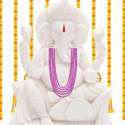 I Jewels Traditionelle mehrschichtige Herren-Halskette mit langen Perlen Kanthi Moti Mala/Ganpati (Gmlp49Wi), Rosa von I Jewels