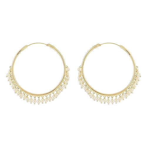 I Jewels Vergoldete Chandbali-Creolen, handgefertigt mit Perle für Damen, Perle, Kein Edelstein von I Jewels