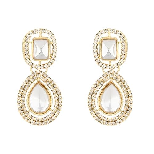 I Jewels Vergoldete Damen-Ohrringe aus Bollywood-Stein, für indische Hochzeit (E377W), freie Größe, kein Edelstein von I Jewels