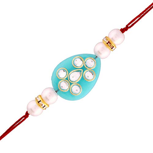 I Jewels Vergoldete Designer-Perle Kundan Rakhi für Herren/Jungen (R907SB) von I Jewels
