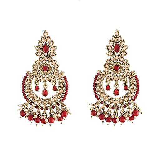 I Jewels Vergoldete indische Hochzeit Bollywood Chandbali Kundan Ohrstecker & Perlen Ohrringe für Frauen (E4001), Vergoldet von I Jewels