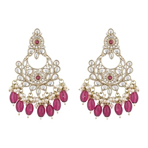 I Jewels Vergoldete indische Hochzeit Bollywood Kundan Perle Chandbali Ohrringe für Frauen (E3156), Free Size, Kein Edelstein von I Jewels