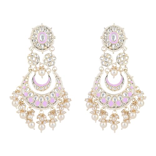 I Jewels Vergoldete indische Hochzeit Bollywood Meenakari gleitend mit Kundans & Perlen Ohrringe für Frauen von I Jewels