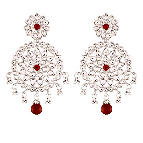 I Jewels Vergoldete indische Hochzeit Bollywood-Perlen mit künstlichen Kundan-Chandbali-Ohrringe für Frauen (E2462-1), Stein, Zirkonia von I Jewels