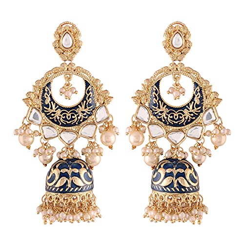 I Jewels Vergoldete indische traditionelle Bollywood-Hochzeitskundan-Perle Emaille mit Jumka-Ohrringe für Frauen, Vergoldet I Jewels Vergoldete indische traditionelle Bollywood-Hochzeitskundan-Perle Emaille mit Jumka-Ohrringe für Frauen, Vergoldet von I Jewels