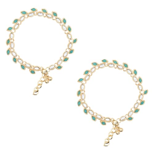 I Jewels Vergoldete traditionelle Kundan-Stein-Fußkettchen für Damen, Free Size, Kein Edelstein von I Jewels