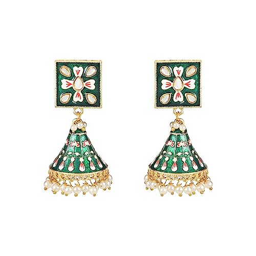 I Jewels Vergoldete traditionelle Meenakari-Kundan-Ohrhänger mit Perlen für Damen, Free Size, Metallperlen, Kein Edelstein I Jewels Vergoldete traditionelle Meenakari-Kundan-Ohrhänger mit Perlen für Damen, Free Size, Metallperlen, Kein Edelstein von I Jewels
