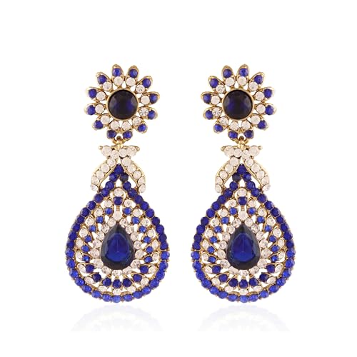 I Jewels Vergoldete weiße Stein-Kristall-Diamant-Ohrringe für Frauen (E2100BL-1) von I Jewels