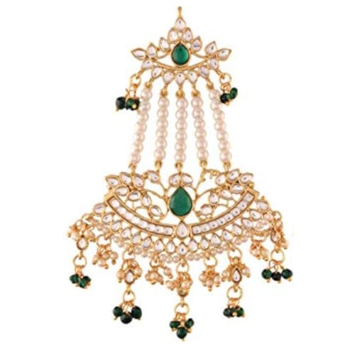 I Jewels Vergoldeter traditioneller Kundan & Perlen Haarschmuck Passa Kopfschmuck Haarschmuck für Damen/Mädchen, Free Size, Vergoldet, Perle I Jewels Vergoldeter traditioneller Kundan & Perlen Haarschmuck Passa Kopfschmuck Haarschmuck für Damen/Mädchen, Free Size, Vergoldet, Perle von I Jewels