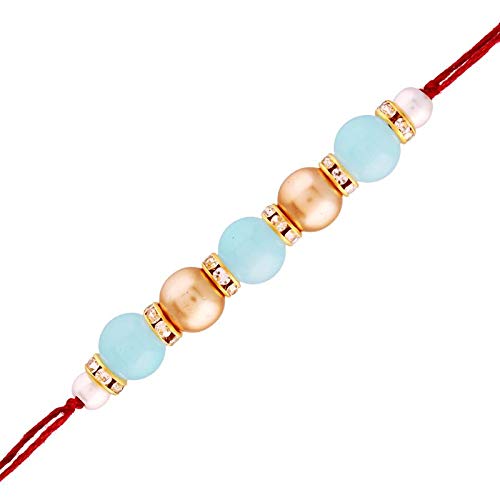 I Jewels Vergoldetes Designer-Perlen-Rakhi für Herren/Jungen (R839Min) von I Jewels