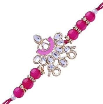 I Jewels Vergoldetes ethnisches Designer-Armband mit Emaille-Perlen, Rakhi-Armband für Bruder/Herren (R066Pi) von I Jewels