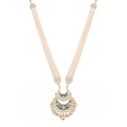 I Jewels Vergoldetes indisches Hochzeits-Bollywood-Menakari-Kundan und Perle, Dulha Moti Mala Maharaja Haar/Bräutigam für Männer (MLP297Bl) von I Jewels