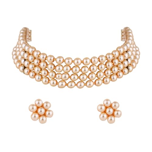 I Jewels Vergoldetes indisches Hochzeits-Schmuck-Set mit weißen Perlen aus Bollywood (ML286), Free Size, Metall, Kein edelstein von I Jewels